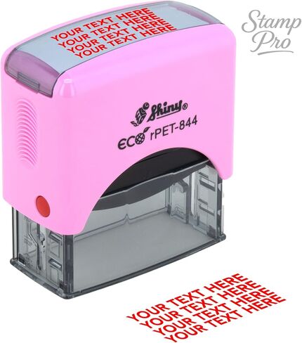ختم مخصص من Stamp Pro Pink ذاتي التحبير مكون من 4 أسطر - اسم شخصي أو ختم نص للمنزل والمدرسة والحرف اليدوية واستخدام الأعمال in Saudi Arabia