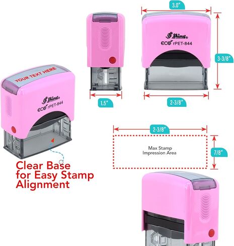 ختم مخصص من Stamp Pro Pink ذاتي التحبير مكون من 4 أسطر - اسم شخصي أو ختم نص للمنزل والمدرسة والحرف اليدوية واستخدام الأعمال in Saudi Arabia