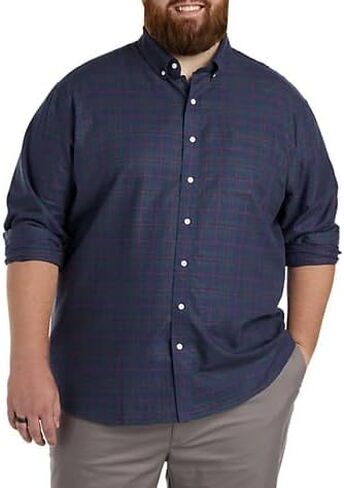 Heathered Plaid Sport Shirt Navy 3XL in Kuwait