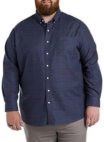 Heathered Plaid Sport Shirt Navy 3XL in Kuwait
