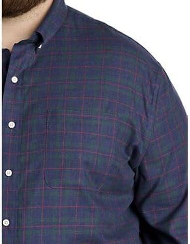 Heathered Plaid Sport Shirt Navy 3XL in Kuwait