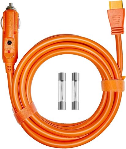 كابل شحن سيارة 3M(10FT) 12V/24V إلى موصل XT60، شاحن ولاعة سجائر 14 AWG، متوافق مع Anker SOLIX C300/C1000/F2000، EcoFlow Delta 2، محطة الطاقة المحمولة BLUETTI AC2A in Kuwait