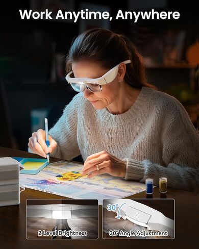 ARTDOT Magnifying Glasses with Light for Diamond Art Kits for Adults, Hands-Free Magnifier with 3 LED and 5 Lens (0.75X to 4.0X) for Reading, Close Work, or Diamond Painting Accessories and Tools in Kuwait
