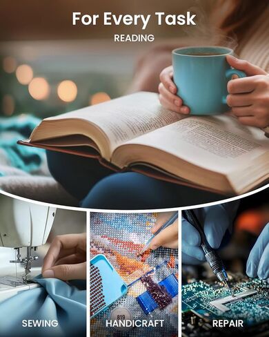 ARTDOT Magnifying Glasses with Light for Diamond Art Kits for Adults, Hands-Free Magnifier with 3 LED and 5 Lens (0.75X to 4.0X) for Reading, Close Work, or Diamond Painting Accessories and Tools in Kuwait