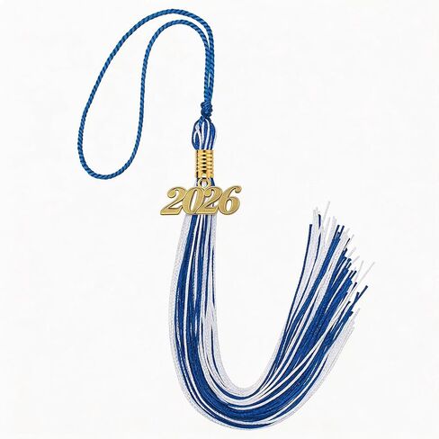 Graduation Tassel 2024, Academic Graduation Cap Tassel, Multi-Color 2024 Tassel with 2024 Year Gold Date Charms for Grads, Graduation Party Decorations (Blue, White) in Kuwait