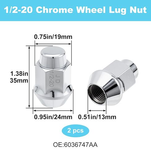 2 Pcs 1/2-20 Lug Nuts, Steel Closed End Lug Nut Compatible with TJ YJ JK JKU DJ3 DJ5 CJ5 CJ6 CJ7 for Replacement Wheel- Silver in Kuwait
