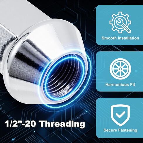 2 Pcs 1/2-20 Lug Nuts, Steel Closed End Lug Nut Compatible with TJ YJ JK JKU DJ3 DJ5 CJ5 CJ6 CJ7 for Replacement Wheel- Silver in Kuwait