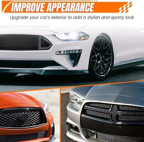 Grille, Compatible with 2009-2012 Ram 1500, Plastic Front Bumper Grill Grid Replacement Guard, Gloss Black in Saudi Arabia