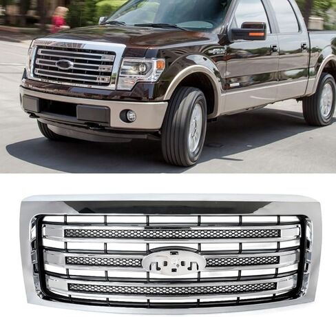 مجموعة الشواية الأمامية متوافقة مع 2009-2014 Ford F150 F-150 King Ranch Model Truck Oxford White Bumper Grill استبدال لـ DL3Z8200AB in Kuwait