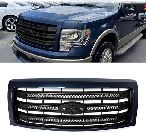 مجموعة الشواية الأمامية متوافقة مع 2009-2014 Ford F150 F-150 King Ranch Model Truck Oxford White Bumper Grill استبدال لـ DL3Z8200AB in Saudi Arabia