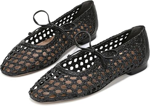 SOVANYOU Womens Ballet Flats Mesh Mary Janes Woven Flats Square Toe Strap Ballerina Flat Comfortable Dress Casual Flat Shoes in Kuwait