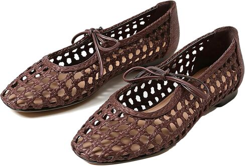 SOVANYOU Womens Ballet Flats Mesh Mary Janes Woven Flats Square Toe Strap Ballerina Flat Comfortable Dress Casual Flat Shoes in Saudi Arabia