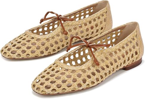 SOVANYOU Womens Ballet Flats Mesh Mary Janes Woven Flats Square Toe Strap Ballerina Flat Comfortable Dress Casual Flat Shoes in Saudi Arabia