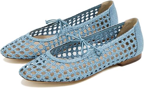 SOVANYOU Womens Ballet Flats Mesh Mary Janes Woven Flats Square Toe Strap Ballerina Flat Comfortable Dress Casual Flat Shoes in Saudi Arabia
