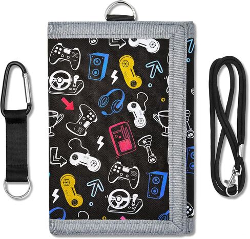 Kids Wallet for Boys, Boys Wallets for Kids 4-12 Trifold Wallet with Zippered Coin Pocket and Card Holders, Birthday Christmas Gifts Wallet - Black Space in Kuwait