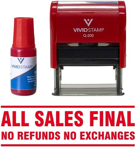 All Sales Final No Refunds Self Inking Rubber Stamp Combo with Refill (Red Ink) - Medium in Saudi Arabia