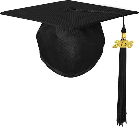 Unisex Shiny Adult Graduation Cap with 2024 Charm Tassel for High School and Bachelor in Kuwait