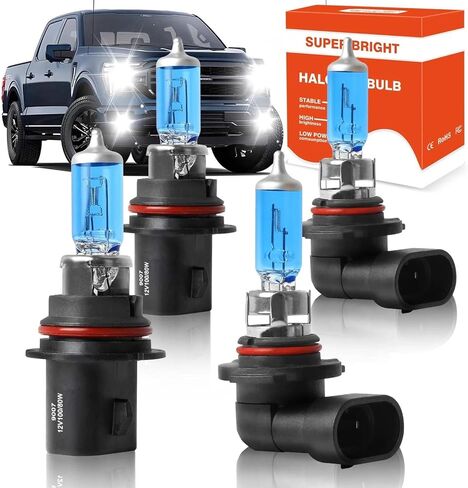 SHENKENUO مناسب لسيارة Ford F-150 F-250 (1999-2003) F350 F450 F550 Super Duty (2001-2004)، 9007 شعاع عالٍ/منخفض فائق - مصابيح أمامية هالوجين عالية الأداء و9145 مصابيح ضباب، التوصيل والتشغيل، حزمة من 4 قطع in Kuwait