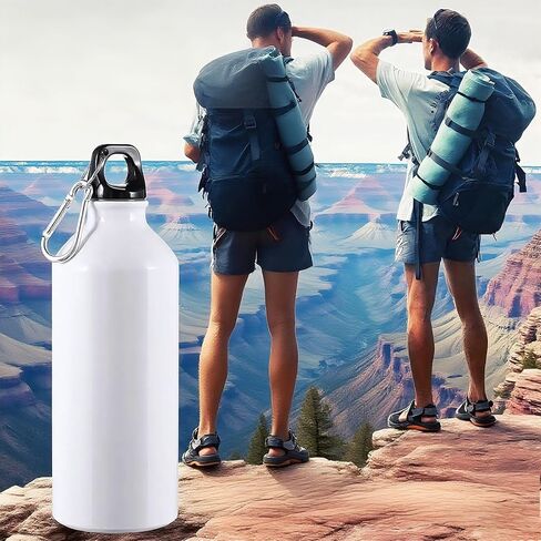 H-E 10pcs 600ml Sublimation White Blank Aluminum Sports Bottle Heat Press Travel Sports Water Bottles for Sublimation Printing in Kuwait