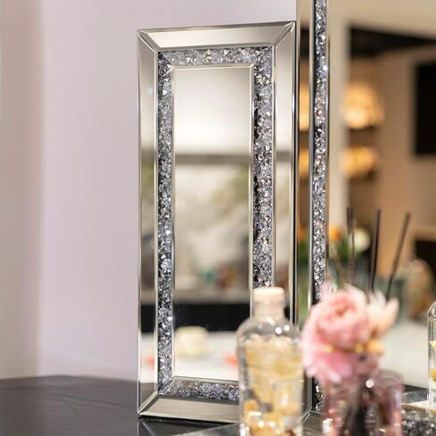 3 Way Mirror Vanity Trifold Makeup Mirror, Tabletop for Braiding Self Cutting Hair, Large Silvery Wall Mounted Decoration in Saudi Arabia