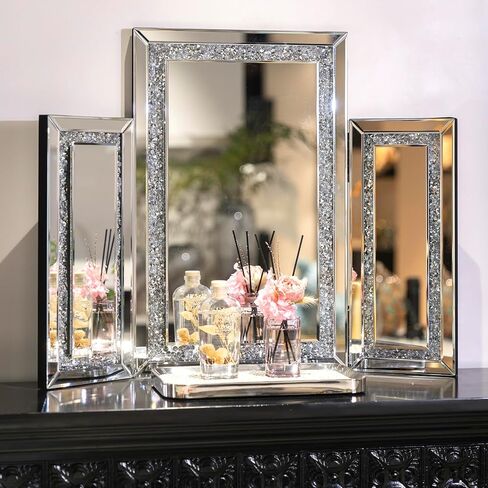 3 Way Mirror Vanity Trifold Makeup Mirror, Tabletop for Braiding Self Cutting Hair, Large Silvery Wall Mounted Decoration in Saudi Arabia