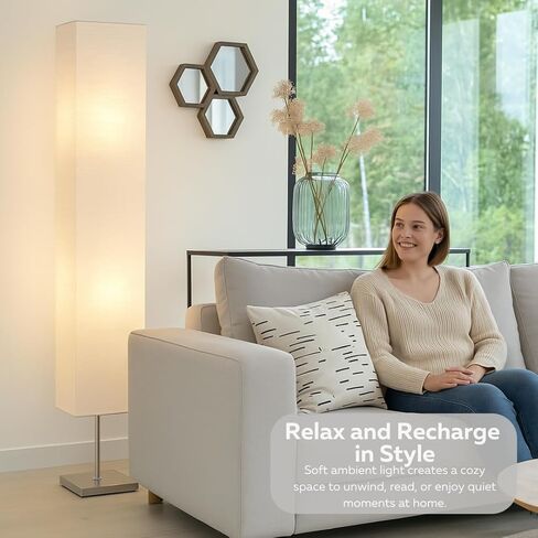 مجموعة مصابيح أرضية من ورق الأرز من LIGHTACCENTS مكونة من 2 - مصابيح قائمة حديثة بقاعدة من الكروم وظلال ورقية بيضاء - إضاءة محيطة لغرفة المعيشة وغرفة النوم وديكور الشقة in Kuwait