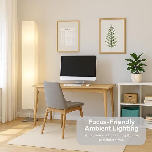 مجموعة مصابيح أرضية من ورق الأرز من LIGHTACCENTS مكونة من 2 - مصابيح قائمة حديثة بقاعدة من الكروم وظلال ورقية بيضاء - إضاءة محيطة لغرفة المعيشة وغرفة النوم وديكور الشقة in Kuwait