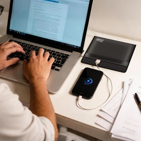 حقيبة نقود مقاومة للحريق، حقيبة مقاومة للحريق بسحاب، حقيبة آمنة محمولة مقاومة للانفجار للنقود وجواز السفر والأشياء الثمينة والعملة والمفاتيح وبنك الطاقة والهاتف (حقيبة فضية وسوداء، 10.6 × 6.3 بوصة) in Kuwait