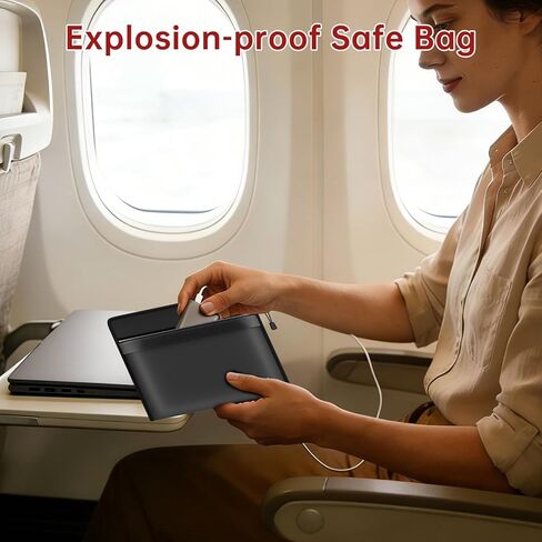 حقيبة نقود مقاومة للحريق، حقيبة مقاومة للحريق بسحاب، حقيبة آمنة محمولة مقاومة للانفجار للنقود وجواز السفر والأشياء الثمينة والعملة والمفاتيح وبنك الطاقة والهاتف (حقيبة فضية وسوداء، 10.6 × 6.3 بوصة) in Kuwait