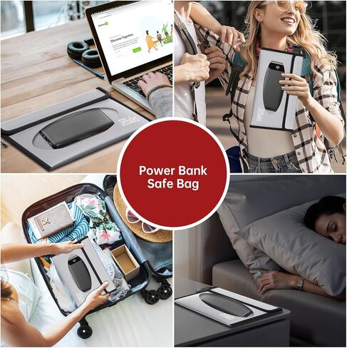 حقيبة نقود مقاومة للحريق، حقيبة مقاومة للحريق بسحاب، حقيبة آمنة محمولة مقاومة للانفجار للنقود وجواز السفر والأشياء الثمينة والعملة والمفاتيح وبنك الطاقة والهاتف (حقيبة فضية وسوداء، 10.6 × 6.3 بوصة) in Kuwait