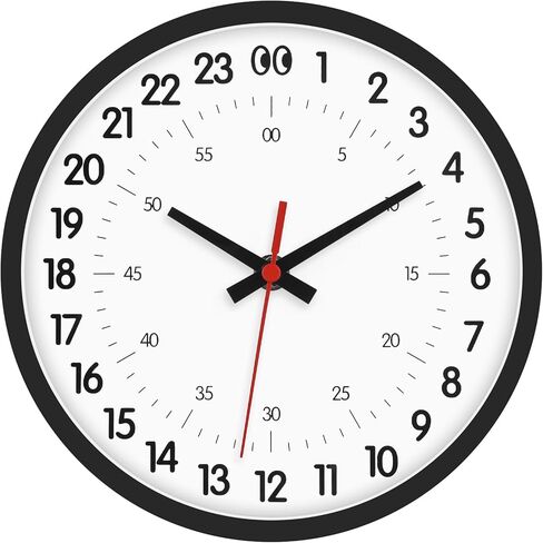 JoFomp 24 Hour Wall Clocks Battery Operated, 8 Inch Small Wall Clocks for Living Room Decor, Modern Wall Clock for Bedroom, Analog Military Time Clock with Second Hand, Kitchen Wall Clock Decorative in Kuwait