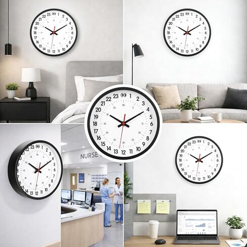 JoFomp 24 Hour Wall Clocks Battery Operated, 8 Inch Small Wall Clocks for Living Room Decor, Modern Wall Clock for Bedroom, Analog Military Time Clock with Second Hand, Kitchen Wall Clock Decorative in Kuwait