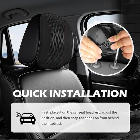 Headrest Covers for Cars with Elastic & Snap,Breathable Leather Car Headrest Covers,Head Rest Cover for Car Universal Automotive Interior Accessories Fit Most Cars,Trucks,SUVs in Saudi Arabia