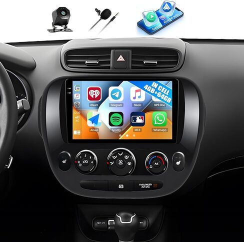 2G + 32G ستيريو سيارة لكيا سول 2014-2019 مع CarPlay اللاسلكي Android Auto Android 13 راديو السيارة 9 بوصة راديو شاشة تعمل باللمس مع بلوتوث FM RDS وحدة ملاحة GPS مع كاميرا احتياطية (تيار متردد يدوي) in Saudi Arabia