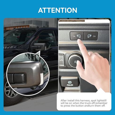 Mirror Spot Lights Speed Override Mod Harness Fit for Ford F150 2015-2020 F150 Raptor 2017-2020 F250 F350 Super Duty 2017-2022 Tow Mirror Spotlights Stay on Over 6 mph in Kuwait
