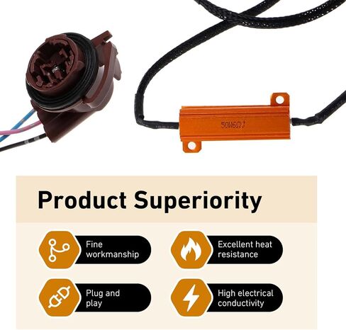 2 PCS LED Load Resistor Decoders, 3157 3157A 4157 T20 Brake Light Fog Light DRL Harness Adapter, Anti Flicker Error Warning Canceller Relay Kit for Most Universal Vehicles in Kuwait