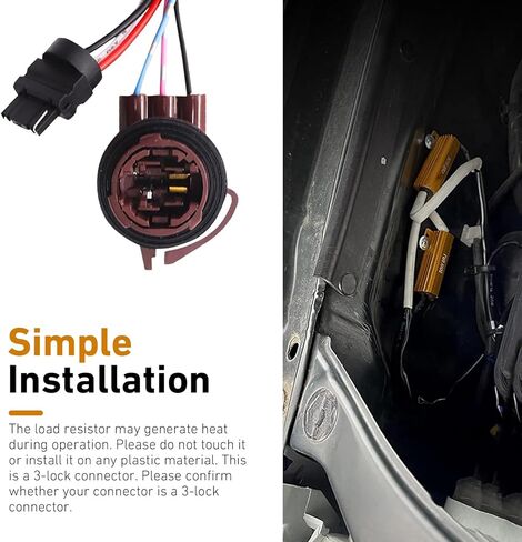 2 PCS LED Load Resistor Decoders, 3157 3157A 4157 T20 Brake Light Fog Light DRL Harness Adapter, Anti Flicker Error Warning Canceller Relay Kit for Most Universal Vehicles in Kuwait