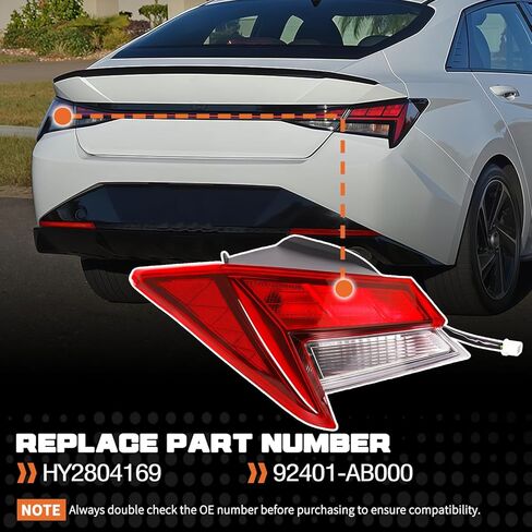 Left Tail Light Driver Side Brake Light Fit For Hyundai Elantra 2021 2022 2023 Sedan Halogen Rear Lamp Replaces HY2804169 92402-AB000 11-923 in Saudi Arabia