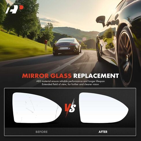 A-Premium Right Passenger Side Heated Mirror Glass with Backing Plate Compatible with 2015-2021 Volkswagen Golf, Golf Alltrack, Golf R, Golf SportWagen, GTI, e-Golf, Replace # 5G0857522C in Saudi Arabia