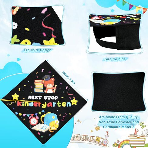 12 Pcs Kindergarten Preschool Graduation Cap Bulk Graduation Cap with Tassel Grad Hats for Kids Kindergarten Preschool Grad (Next Stop Kindergarten) Multicolor in Saudi Arabia