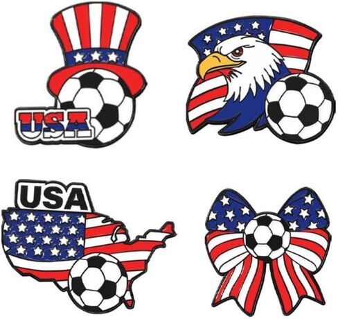 2026 FIFA World Cup America Brooch Pins Game Day Patriotic America Flag Soccer Lapel Pins FIFA Cheering Badge Cloth Backpack Hat Sports Fans Decor in Saudi Arabia