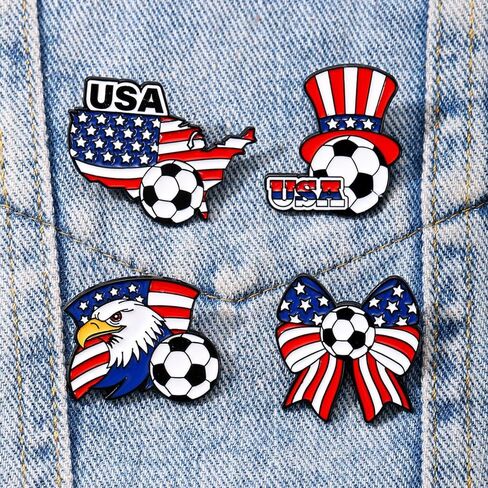 2026 FIFA World Cup America Brooch Pins Game Day Patriotic America Flag Soccer Lapel Pins FIFA Cheering Badge Cloth Backpack Hat Sports Fans Decor in Saudi Arabia