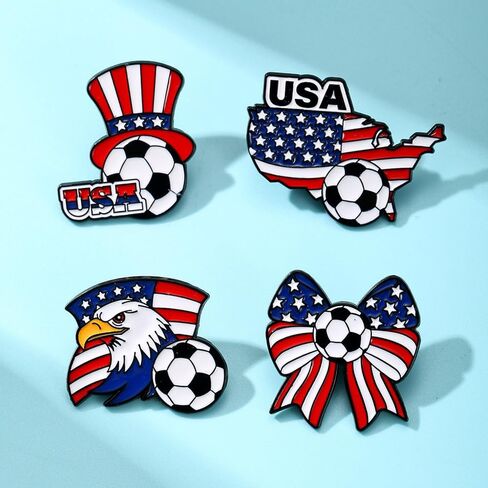 2026 FIFA World Cup America Brooch Pins Game Day Patriotic America Flag Soccer Lapel Pins FIFA Cheering Badge Cloth Backpack Hat Sports Fans Decor in Saudi Arabia
