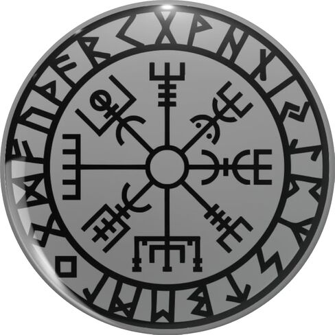 Vegvisir - Futhark - Runes - Navigator - الفايكنج دبوس طية صدر السترة دبوس بروش لطيف دبابيس شارات 0.75" in Saudi Arabia