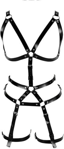 Full body leather harness set Women's bra cage Punk gothic garter chest strap Waist belt lingerie Plus size in Saudi Arabia