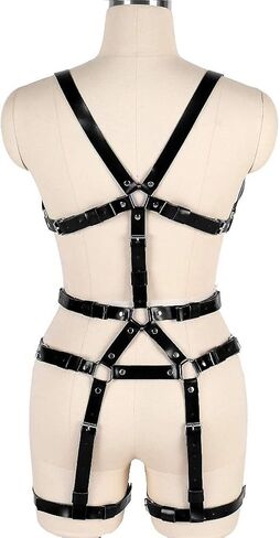 Full body leather harness set Women's bra cage Punk gothic garter chest strap Waist belt lingerie Plus size in Saudi Arabia