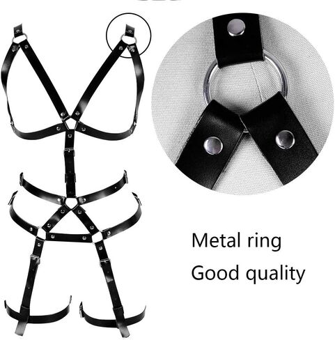 Full body leather harness set Women's bra cage Punk gothic garter chest strap Waist belt lingerie Plus size in Saudi Arabia