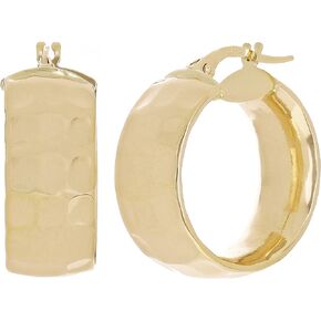 أقراط حلقية من الذهب الأصفر الإيطالي عيار 14 قيراط مجوفة مطروقة 22.5 × 8.8 ملم 4.2 جرام in Kuwait