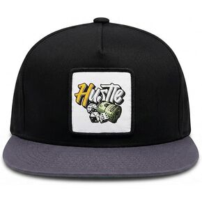 Snapback Hat Men - Wide Brim 7 Panel Flat Brim - Interchangeable Patch - Premium Fabric - Hip Hop Streetwear Urban Cap in Saudi Arabia