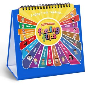 Feelings FlipBook, Feelings Chart for Kids, Emotions Wheel with 20 Moods Coping Strategies, Emotional Regulation Tools for Home Classroom Therapy & Calm Down Corner, ADHD Autism Tools Must-Have in Kuwait